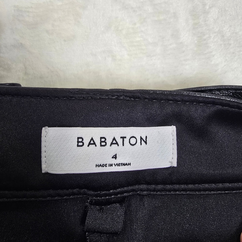 Aritzia Babaton Tie Front Vegan Leather Pants Black High Waisted Straight Leg 4 - Picture 11 of 12